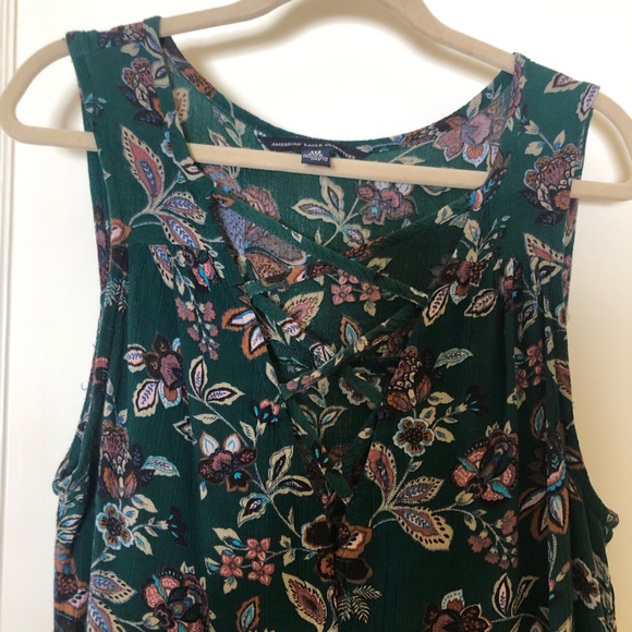 American Eagle Green Floral Dress - Picture 2 of 4